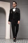 Buy_Soniya G_Black Suiting, Cotton Beads Noir Opulence Embellished Tuxedo Blazer Set 