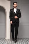 Shop_Soniya G_Black Suiting, Cotton, Satin Noir Eclipse Embellished Tuxedo Premium Fabric Set _Online_at_Aza_Fashions