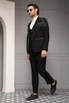 Shop_Soniya G_Black Suiting, Cotton, Satin Noir Eclipse Embellished Tuxedo Premium Fabric Set 