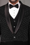 Shop_Soniya G_Black Suiting Classic Noir Vestiaire Premium Fabric Tuxedo And Waistcoat Set _Online_at_Aza_Fashions