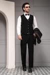 Soniya G_Black Suiting Classic Noir Vestiaire Premium Fabric Tuxedo And Waistcoat Set _at_Aza_Fashions