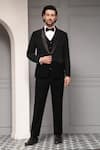 Buy_Soniya G_Black Suiting Classic Noir Vestiaire Premium Fabric Tuxedo And Waistcoat Set _at_Aza_Fashions