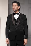 Shop_Soniya G_Black Suiting Classic Noir Vestiaire Premium Fabric Tuxedo And Waistcoat Set 