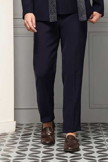 Buy_Soniya G_Blue Suiting Regal Midnight Textured Bandhgala Set _Online_at_Aza_Fashions