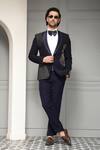 Buy_Soniya G_Navy Suiting, Cotton, Satin Beads, Midnight Marquis Embellished Tuxedo Set _at_Aza_Fashions