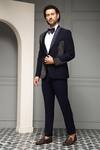 Buy_Soniya G_Navy Suiting, Cotton, Satin Beads, Midnight Marquis Embellished Tuxedo Set _Online_at_Aza_Fashions