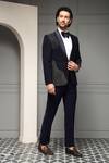 Shop_Soniya G_Navy Suiting, Cotton, Satin Beads, Midnight Marquis Embellished Tuxedo Set _Online_at_Aza_Fashions
