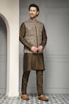 Buy_Soniya G_Gold Silk Zari, Metallic Mehr-e-zar Embroidered Blend Nehru Jacket Kurta Set 