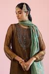Buy_Naaz By Noor_Gold Organza, Tissue, Chanderi Embroidery, Pearls, Jor Baagh Bronze Kurta Set 