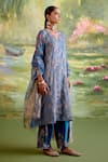 Buy_Naaz By Noor_Blue Chanderi, Tissue, Organza Embroidery, Zari, Tassels Jor Baagh Kurta Set _Online_at_Aza_Fashions