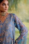 Buy_Naaz By Noor_Blue Chanderi, Tissue, Organza Embroidery, Zari, Tassels Jor Baagh Kurta Set 