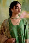 Naaz By Noor_Green Chanderi, Tissue, Organza Embroidery, Sequins, Zari Jor Baagh Kurta Set _Online_at_Aza_Fashions