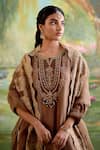 Naaz By Noor_Brown Chanderi, Georgette, Tissue, Organza Pearls, Zari, Jor Baagh Kurta Set _at_Aza_Fashions