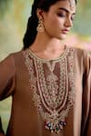 Buy_Naaz By Noor_Brown Chanderi, Georgette, Tissue, Organza Pearls, Zari, Jor Baagh Kurta Set 