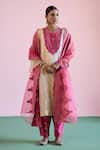 Buy_Naaz By Noor_Pink Tissue, Chanderi, Organza Embroidery, Pearls, Zari Jor Baagh Kurta Set _at_Aza_Fashions