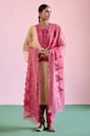 Naaz By Noor_Pink Tissue, Chanderi, Organza Embroidery, Pearls, Zari Jor Baagh Kurta Set _at_Aza_Fashions
