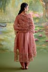 Shop_Naaz By Noor_Pink Organza, Chanderi, Georgette, Tissue Jor Baagh Dusky Anarkali Set _at_Aza_Fashions