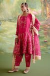 Buy_Naaz By Noor_Pink Chanderi, Organza Embroidery, Sequins, Zari, Jor Baagh Rani Anarkali Set _Online_at_Aza_Fashions