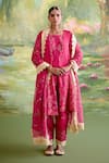 Buy_Naaz By Noor_Pink Chanderi, Organza Embroidery, Sequins, Zari, Jor Baagh Rani Anarkali Set _at_Aza_Fashions