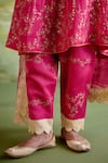 Shop_Naaz By Noor_Pink Chanderi, Organza Embroidery, Sequins, Zari, Jor Baagh Rani Anarkali Set 