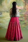 Buy_Naaz By Noor_Beige Chanderi, Organza Embroidery, Sequins Jor Baagh Rani Pink Lehenga Set _Online_at_Aza_Fashions