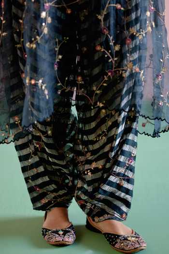 Buy_Naaz By Noor_Black Chanderi, Organza, Tissue Zari, Sequins, Jor Baagh Sheer Kurta Pant Set 