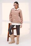 Buy_The Episode_Brown Fleece, Cotton Pearls, Bows, Ribbons Main Character Embellished Sweatshirt _at_Aza_Fashions