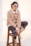 The Episode_Brown Fleece, Cotton Pearls, Bows, Ribbons Main Character Embellished Sweatshirt _Online_at_Aza_Fashions