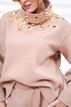 Buy_The Episode_Brown Fleece, Cotton Studs Turtle Neck Embellished Sweatshirt And Pant Set 