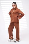 The Episode_Brown Fleece, Cotton Studs High Unbothered Embellished Sweatshirt And Pant Set _Online_at_Aza_Fashions