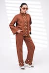 Buy_The Episode_Brown Fleece, Cotton Studs High Unbothered Embellished Sweatshirt And Pant Set _Online_at_Aza_Fashions