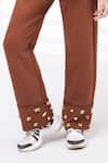 Shop_The Episode_Brown Fleece, Cotton Studs High Unbothered Embellished Sweatshirt And Pant Set _Online_at_Aza_Fashions