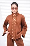 Buy_The Episode_Brown Fleece, Cotton Studs High Unbothered Embellished Sweatshirt And Pant Set 
