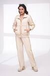 Buy_The Episode_Cream Fleece, Cotton Studs Collared Iconic Embellished Sweatshirt And Pant Set _at_Aza_Fashions