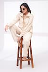 Buy_The Episode_Cream Fleece, Cotton Studs Collared Iconic Embellished Sweatshirt And Pant Set _Online_at_Aza_Fashions