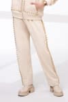 Shop_The Episode_Cream Fleece, Cotton Studs Collared Iconic Embellished Sweatshirt And Pant Set _Online_at_Aza_Fashions