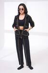Shop_The Episode_Black Fleece, Cotton Studs Collared Iconic Sweatshirt And Pant Set _at_Aza_Fashions