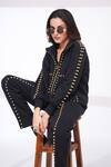 The Episode_Black Fleece, Cotton Studs Collared Iconic Sweatshirt And Pant Set _at_Aza_Fashions