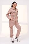 Shop_The Episode_Gold Fleece, Cotton Studs Glitch Hooded Jumpsuit _at_Aza_Fashions