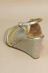 Buy_Sana K luxurious Footwear_Gold Criss Cross Wedges _Online_at_Aza_Fashions