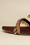 Sana K luxurious Footwear_Brown Beads, Stones Jhallar Tassel Wedges _Online_at_Aza_Fashions