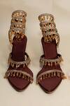 Sana K luxurious Footwear_Brown Beads, Stones Jhallar Tassel Wedges _at_Aza_Fashions