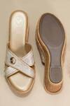 Shop_Sana K luxurious Footwear_Beige Brooches Cross Strap Wedges _at_Aza_Fashions