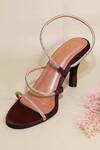 Buy_Sana K luxurious Footwear_Brown Rhinestones Berry Rose Pencil Heels _at_Aza_Fashions