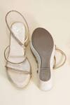Shop_Sana K luxurious Footwear_White Rhinestones Berry Net Synthetic Wedges _at_Aza_Fashions