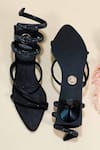 Shop_Sana K luxurious Footwear_Black Stones, Crystals Panther Kitten Heels _at_Aza_Fashions