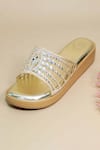 Buy_Sana K luxurious Footwear_Gold Mirrors Wedges _at_Aza_Fashions
