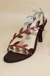 Buy_Sana K luxurious Footwear_Brown Cut Work Leafy Heels _at_Aza_Fashions