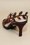 Buy_Sana K luxurious Footwear_Brown Cut Work Leafy Heels _Online_at_Aza_Fashions