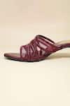 Buy_Sana K luxurious Footwear_Maroon Burg Net Kitten Heels _Online_at_Aza_Fashions